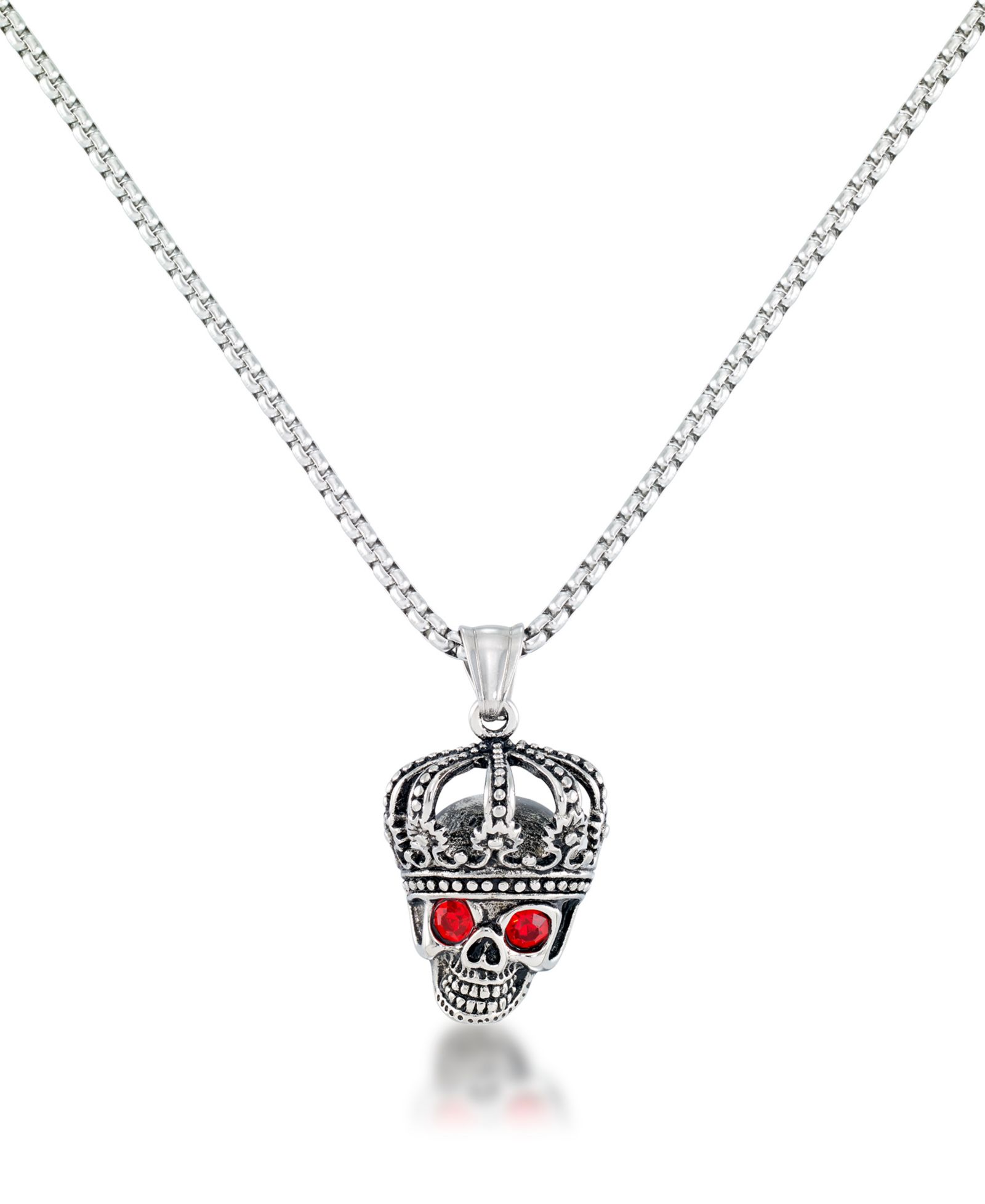 Andrew Charles by Andy Hilfiger Мужская подвеска King Skull 24" из нержавеющей стали с кубическим цирконием