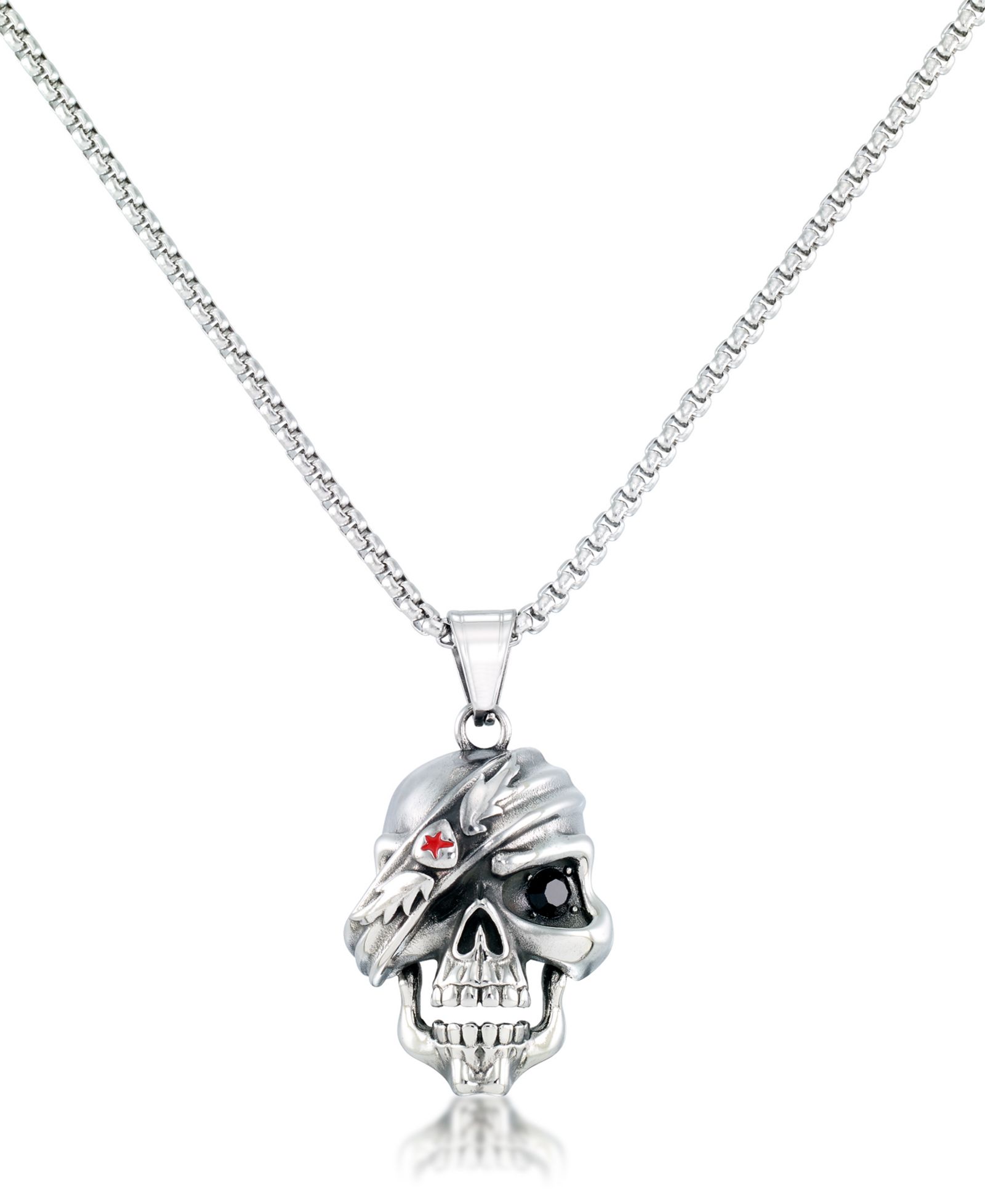 Подвеска Andrew Charles by Andy Hilfiger Men's Cubic Zirconia Pirate Skull 24" в Stainless Steel