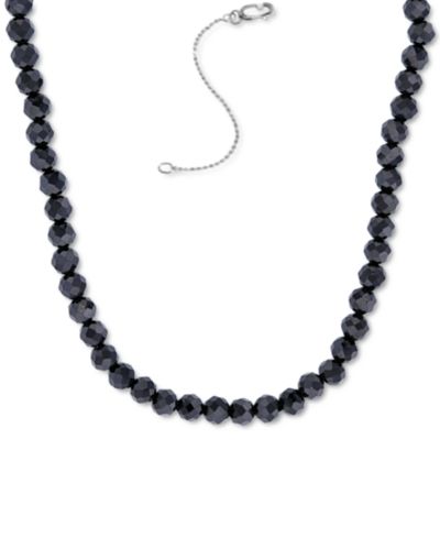 Колье Macy's с черным шпинелем Rondelle в Sterling Silver, 16" + 2" extender