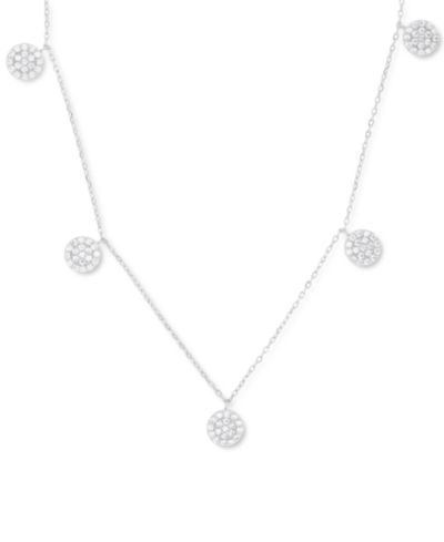 Массивное ожерелье Macy's Cubic Zirconia Cluster Disc Dangle 17" Statement in Sterling Silver