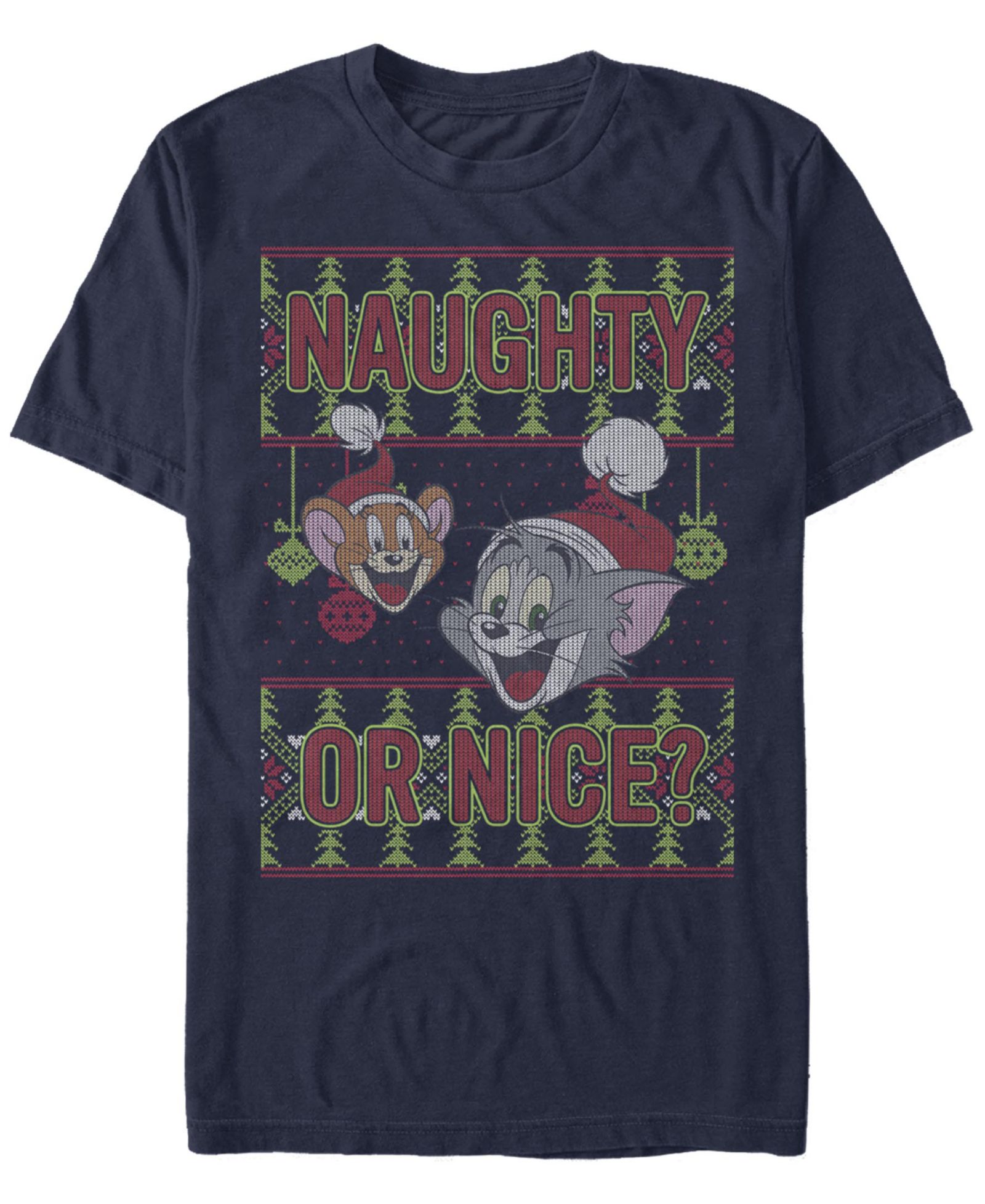 Men's Tom Jerry Naughty or Nice Short Sleeve T-shirt