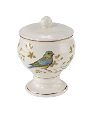 Avanti Gilded Birds Gold-Accent Ceramic Covered Jar
