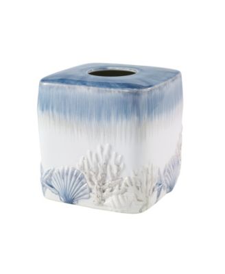 Avanti Abstract Coastal Seashells & Coral Ceramic Tissue Box Cover