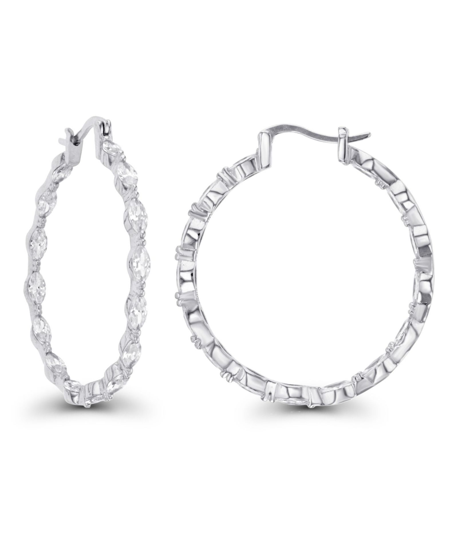 Серьги-кольца с кристаллами Cubic Zirconia и розовым золотом 14K