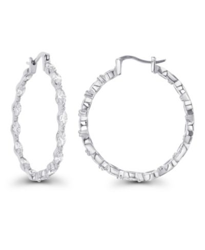 Серьги-кольца с кристаллами Cubic Zirconia и розовым золотом 14K
