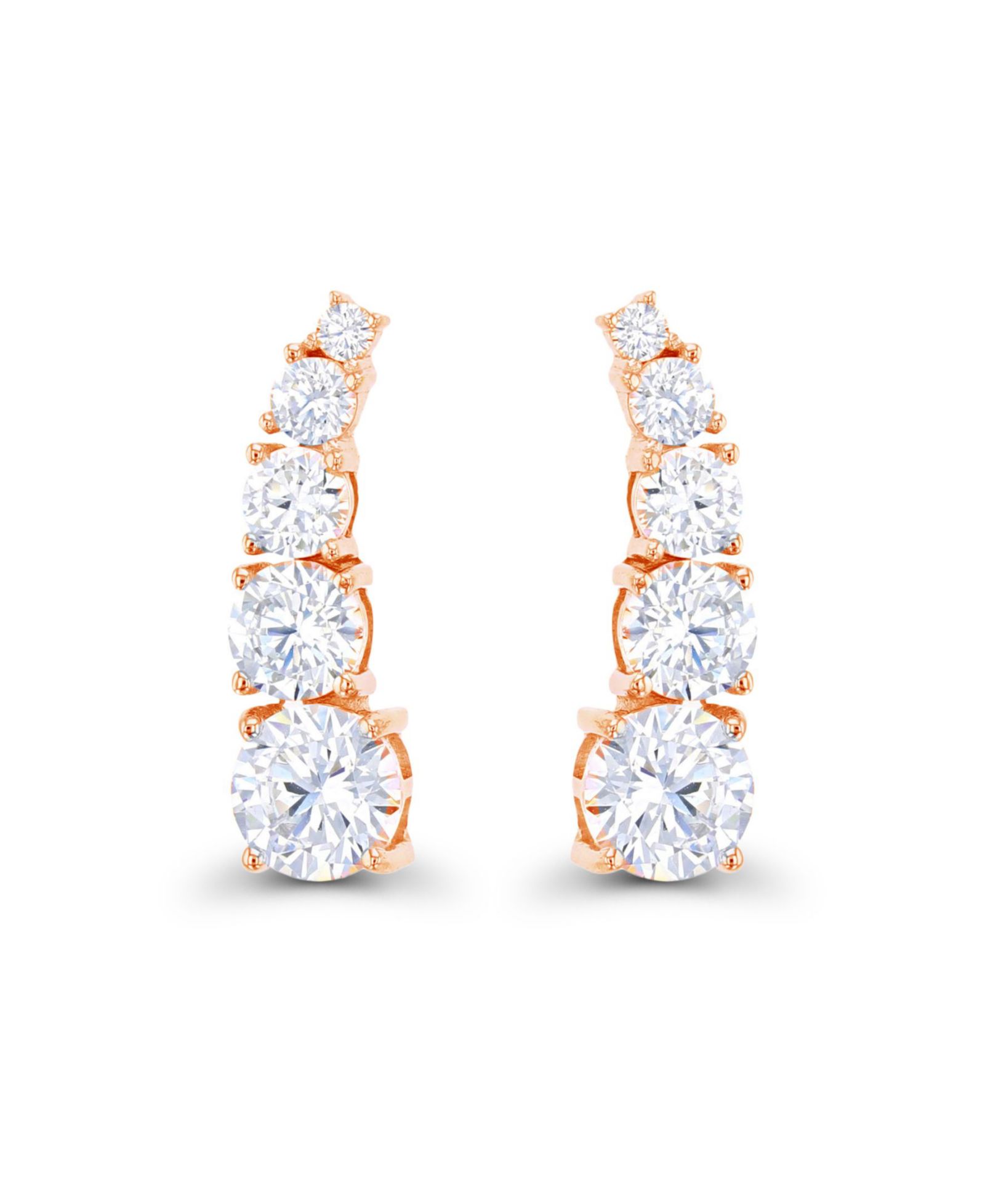 Серьги-клипсы Macy's Cubic Zirconia 14K Rose Gold Graduated Curved
