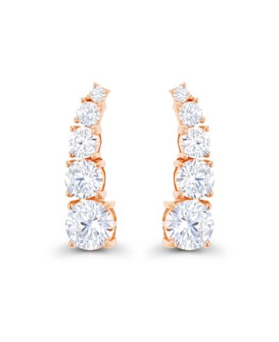 Macy's Cubic Zirconia 14K Rose Gold Graduated Curved Ear Climbers (Also in 14k Gold Over Silver or 14k Rose Gold Over Silver)
