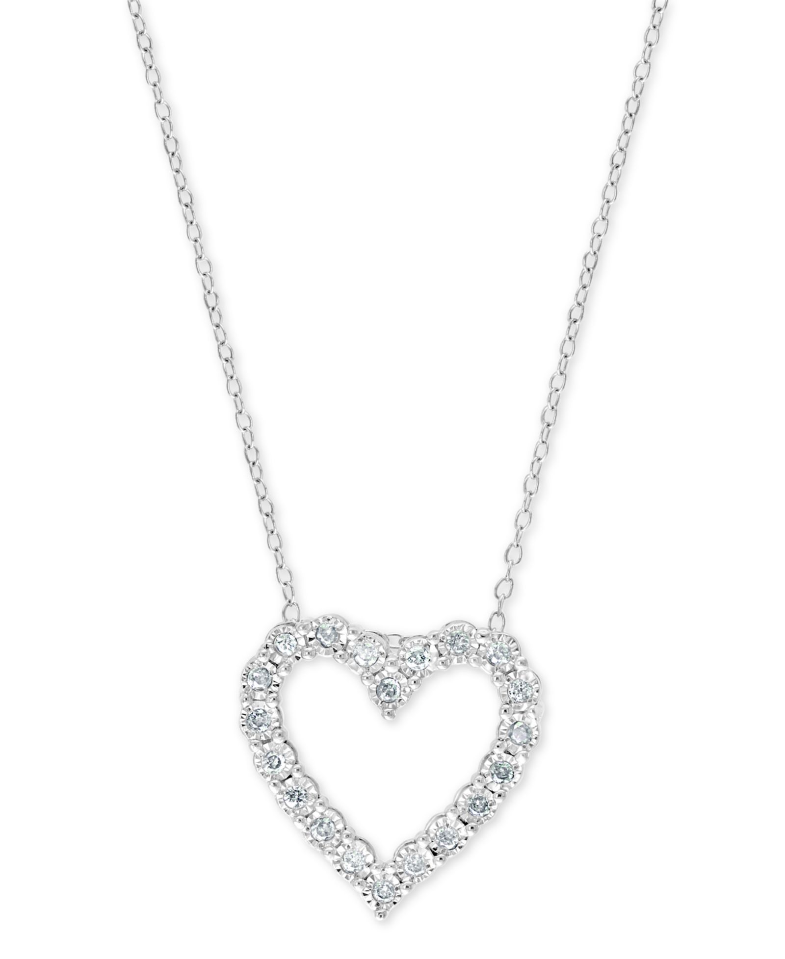 EFF Collection кулон-подвеска Diamond Heart (1/4 карата) на цепочке 18 дюймов из стерлингового серебра или серебра с позолотой 14 карат