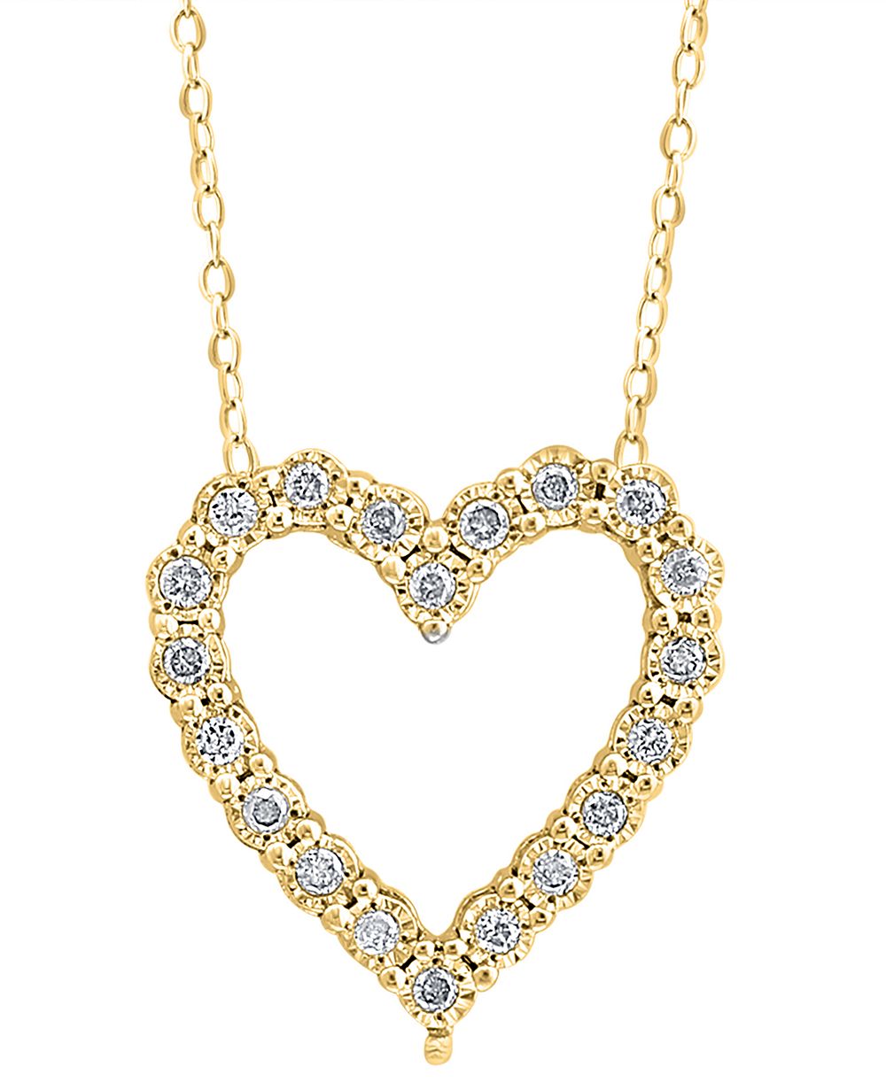 EFFY® Diamond Heart 18" Pendant Necklace (1/4 ct. t.w.) in Sterling Silver or 14k Gold-Plated Sterling Silver