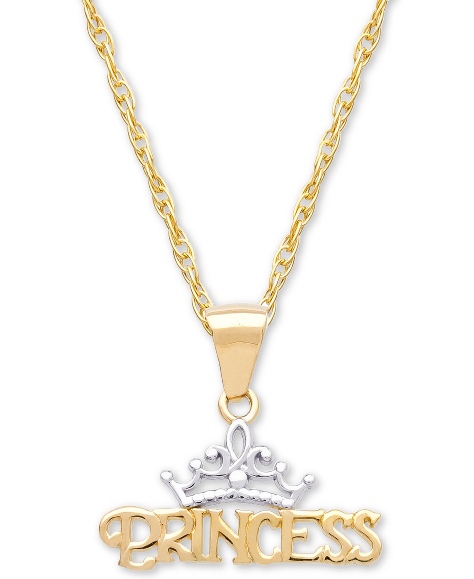 Disney© Детская подвеска-кулон Princess Tiara 15" из 14k Gold