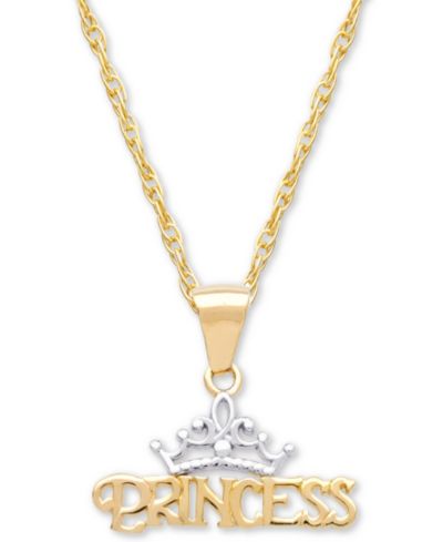 Disney© Детская подвеска-кулон Princess Tiara 15" из 14k Gold
