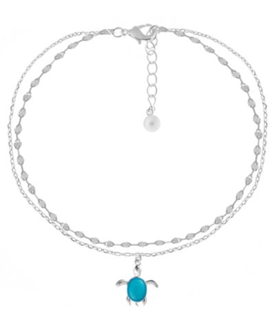 And Now This Double Row Turtle Anklet in Silver Plate