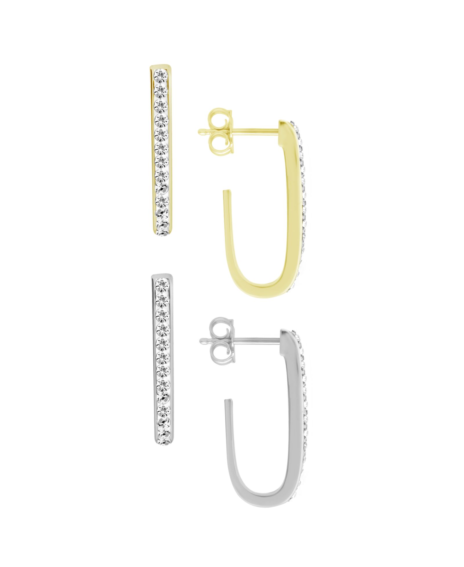 Серьги-кольца And Now This Crystal Duo J-Hoop Silver Plate и Gold Plate