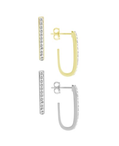 Серьги-кольца And Now This Crystal Duo J-Hoop Silver Plate и Gold Plate
