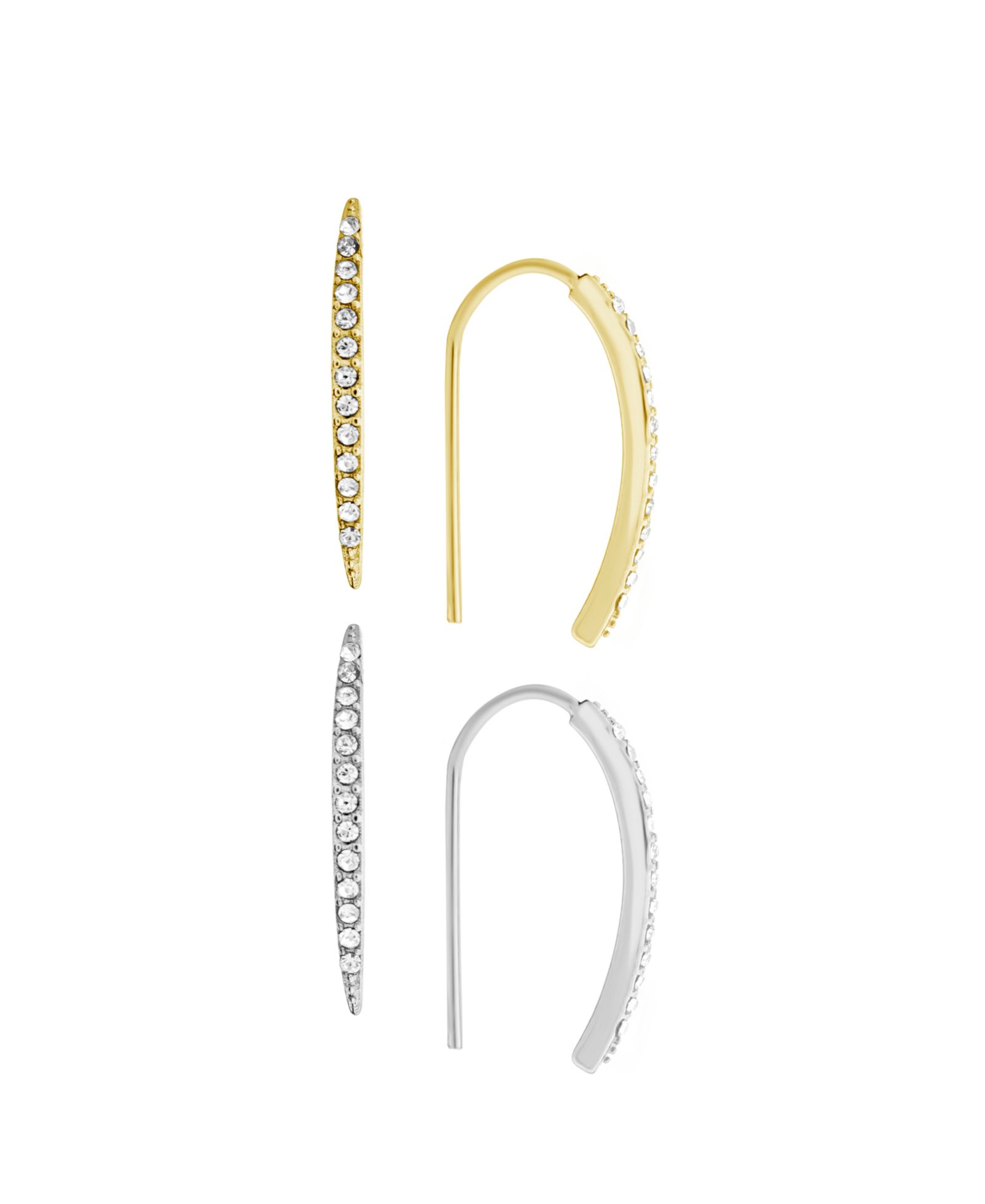 Essentials Crystal Duo Threader Earrings in Silver Plate and Gold Plate