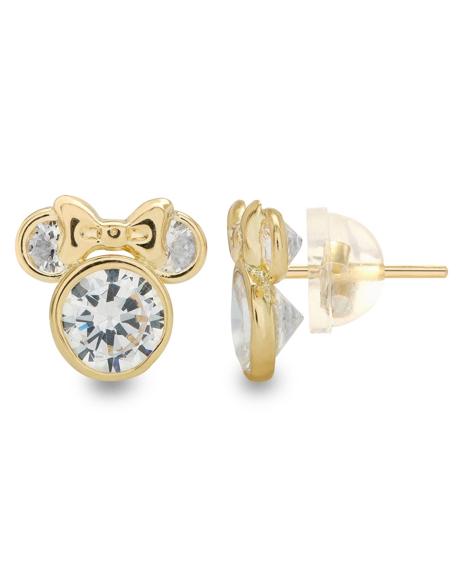 Серьги-гвоздики Disney Minnie Mouse с кубическим цирконием в золоте 14k