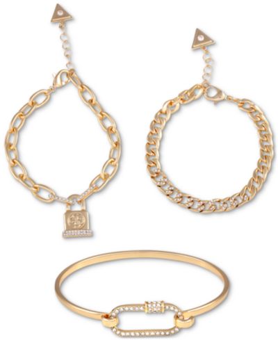 Набор браслетов GUESS Gold-Tone 3-Pc. Set Pavé Pretty Punk
