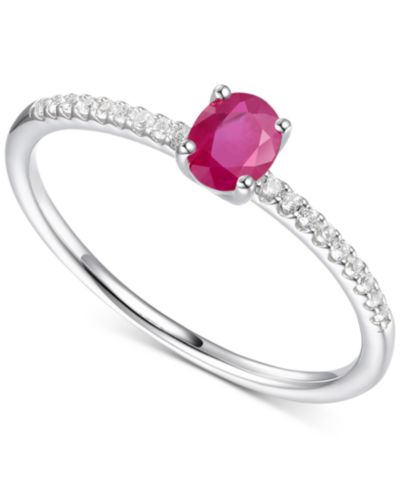 Sapphire (1/2 ct. t.w.) & Diamond (1/20 ct. t.w.) Ring in Sterling Silver (Also in Ruby & Emerald)