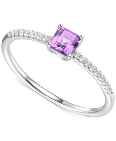 Кольцо Macy's с голубым топазом (3/8 ct. t.w.) и бриллиантом (1/20 ct. t.w.) из стерлингового серебра