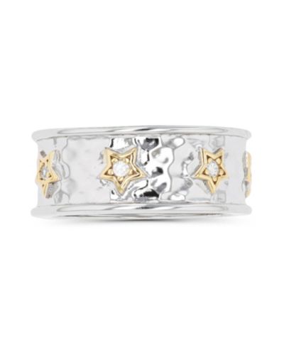 Macy's Кольцо с двухцветным Cubic Zirconia Hammered Stars