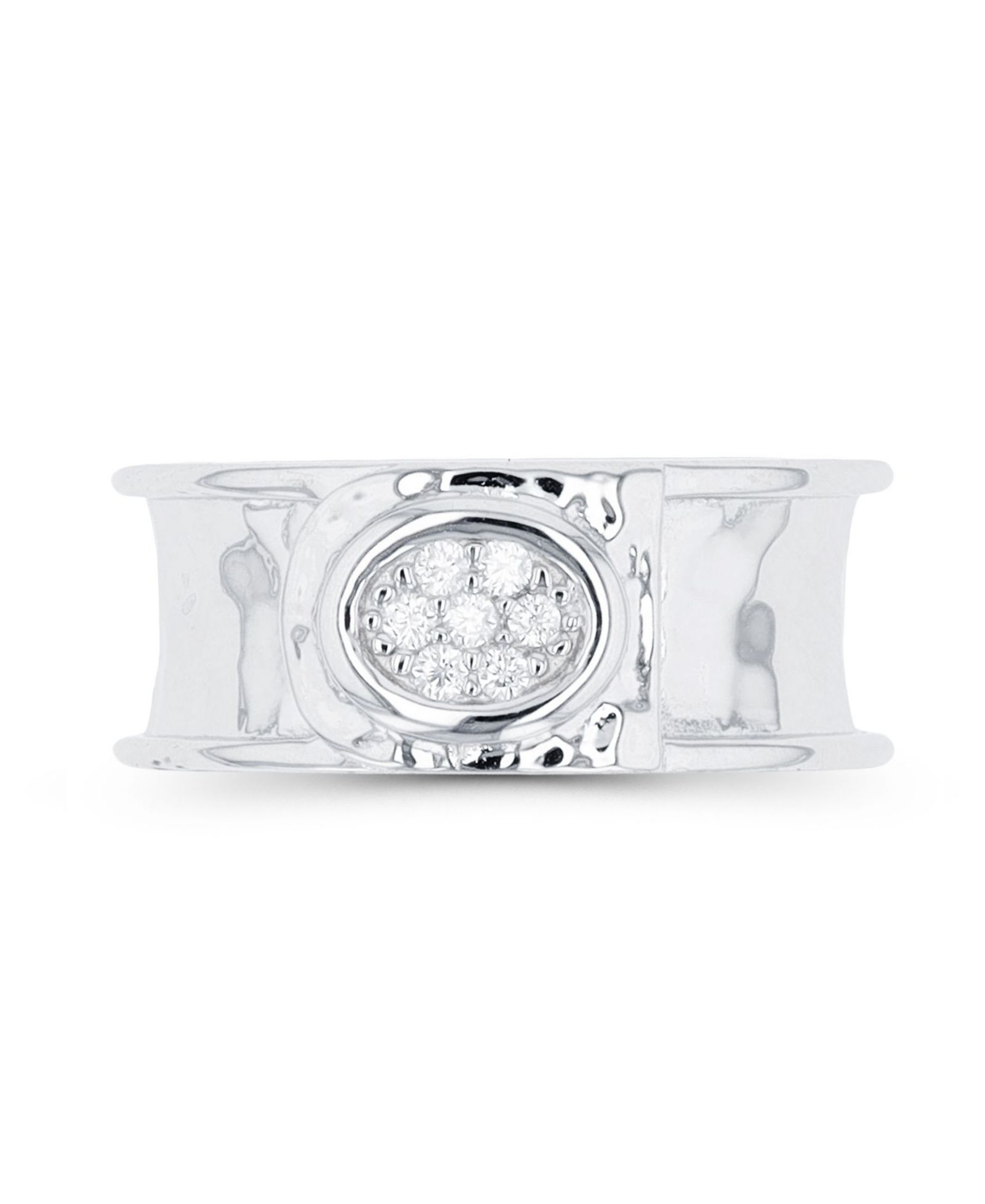Cubic Zirconia Hammered Center Ring