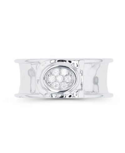 Cubic Zirconia Hammered Center Ring