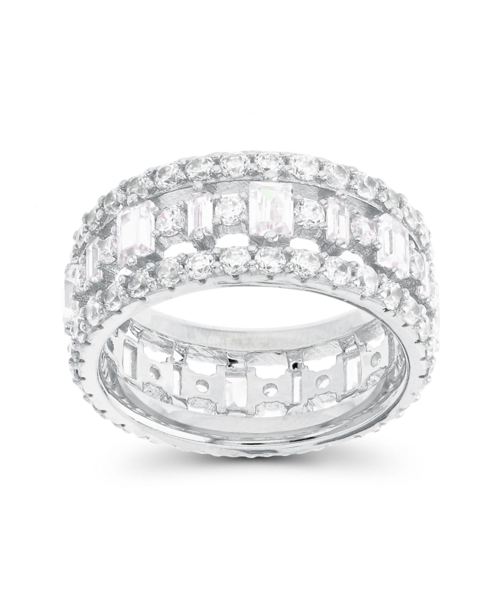Cubic Zirconia Baguette and Round Eternity Ring