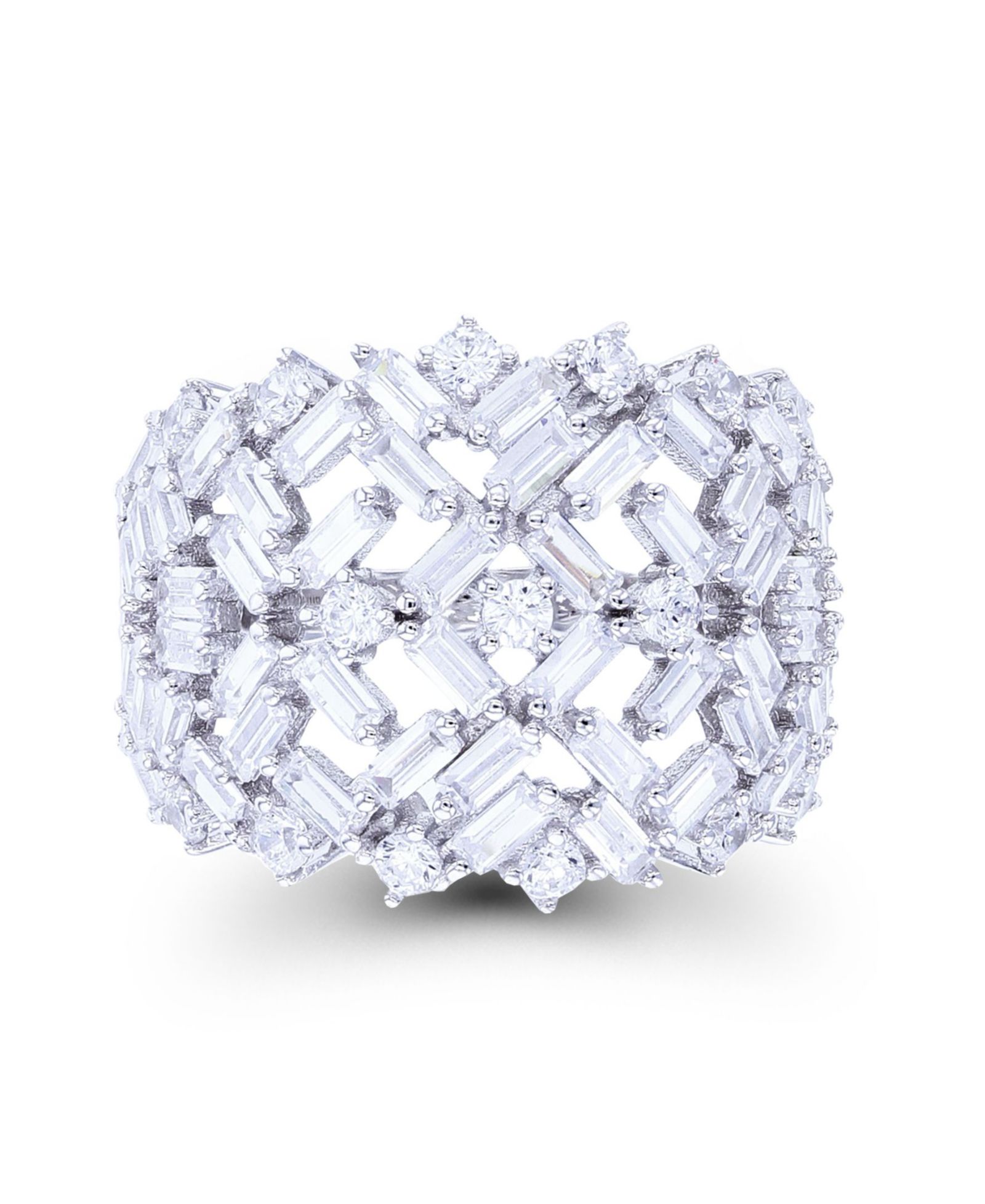 Cubic Zirconia кольцо с круглыми и багетными камнями
