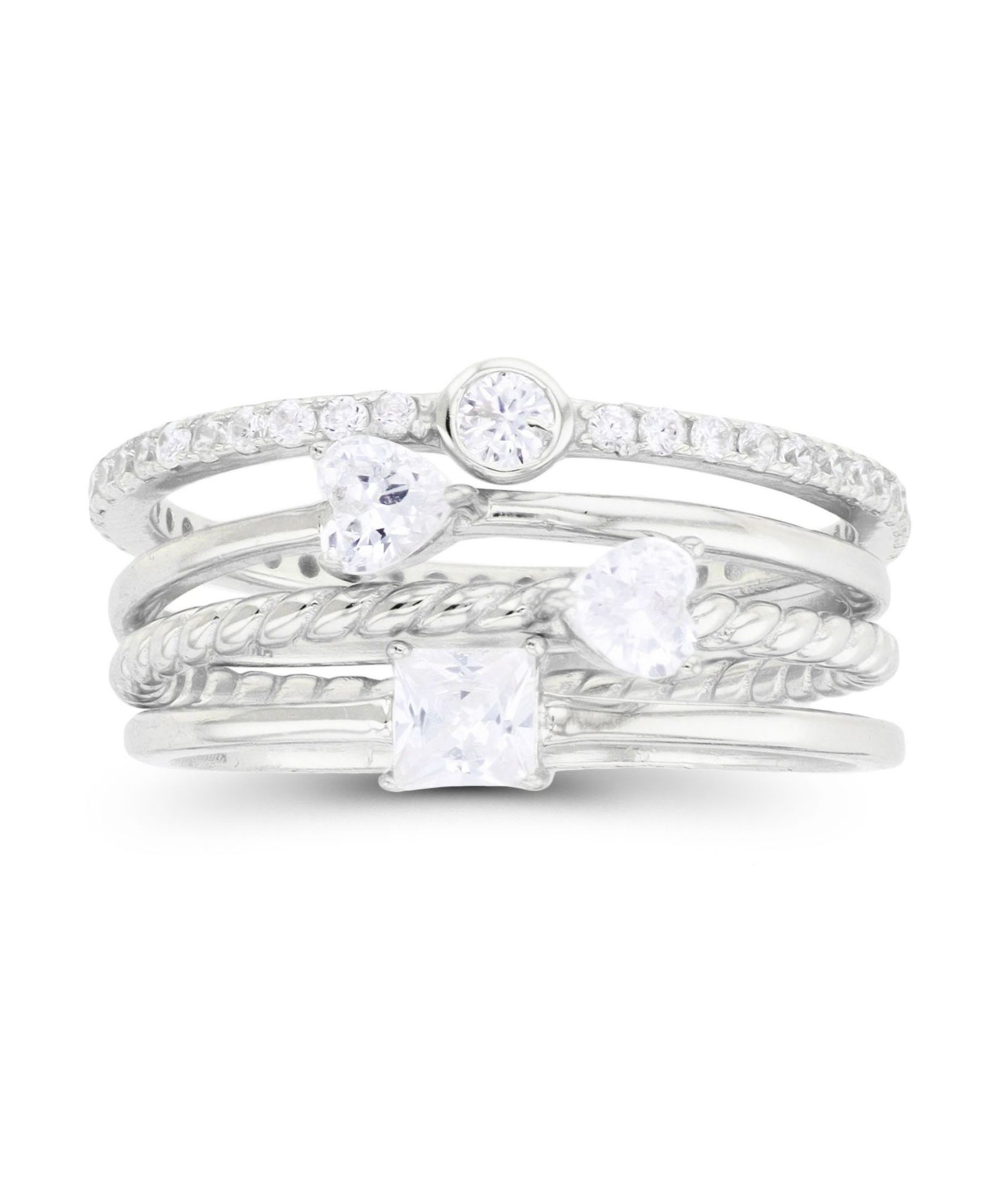 Cubic Zirconia кольцо Multi Cut Faux Stacked