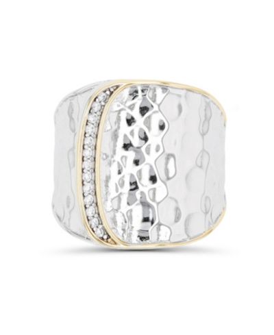 Кольцо Cubic Zirconia Two Tone Hammered Overlapped
