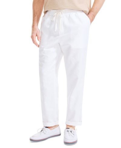 Nautica Мужские брюки из льна Classic-Fit с эластичным поясом и завязками