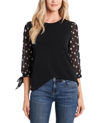 Женский трикотажный топ CeCe Crewneck Puff 3/4-Tie Sleeve