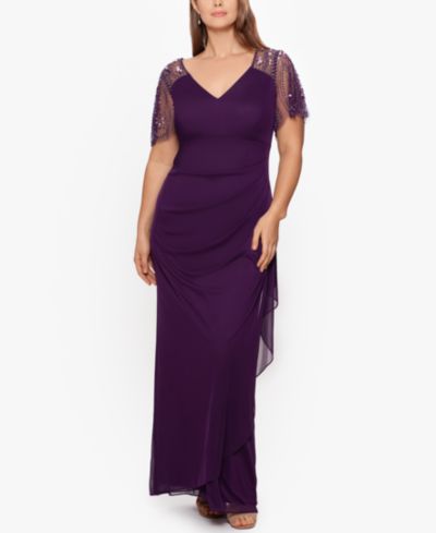 XSCAPE Plus Size вечернее платье из матового джерси с украшениями