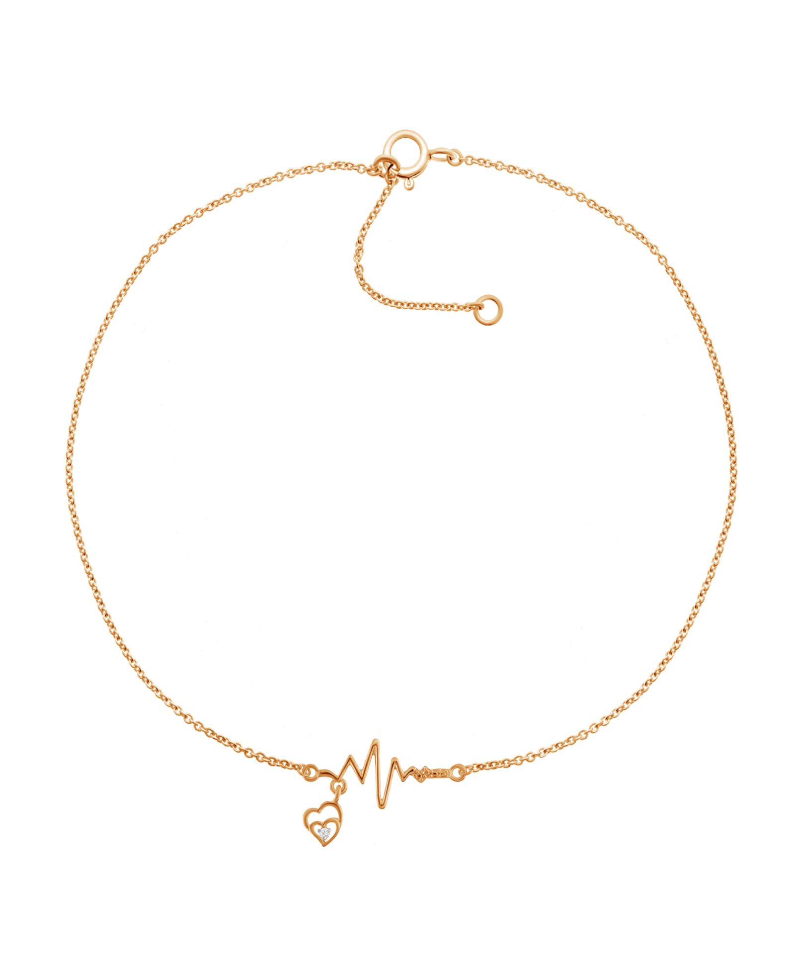 Браслет на ногу с сердечком из серебра с покрытием 14K Rose Gold 9" + 1"