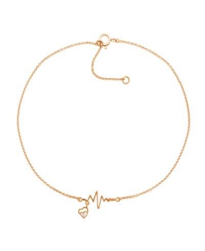 Браслет на ногу с сердечком из серебра с покрытием 14K Rose Gold 9" + 1"