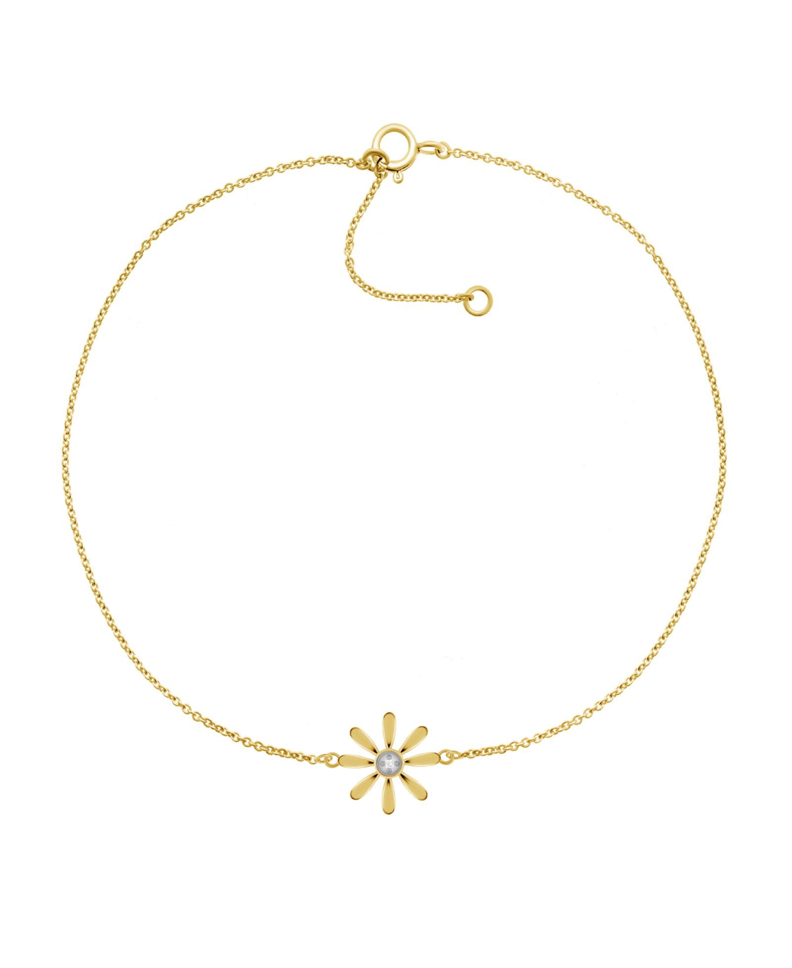 Браслет с цветком и акцентами из бриллиантов, 14K Gold-Plated Sterling Silver