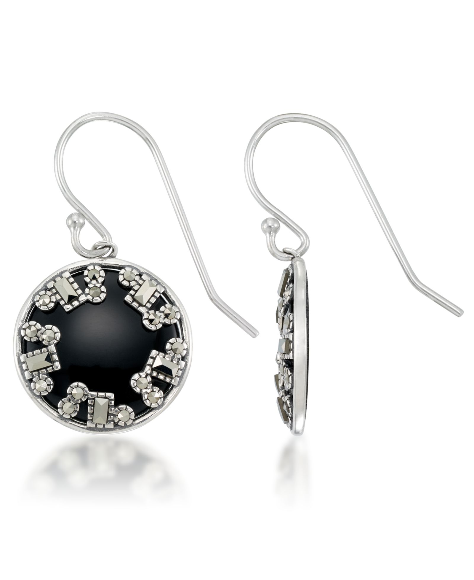 Серьги Square Onyx Disc Dangle