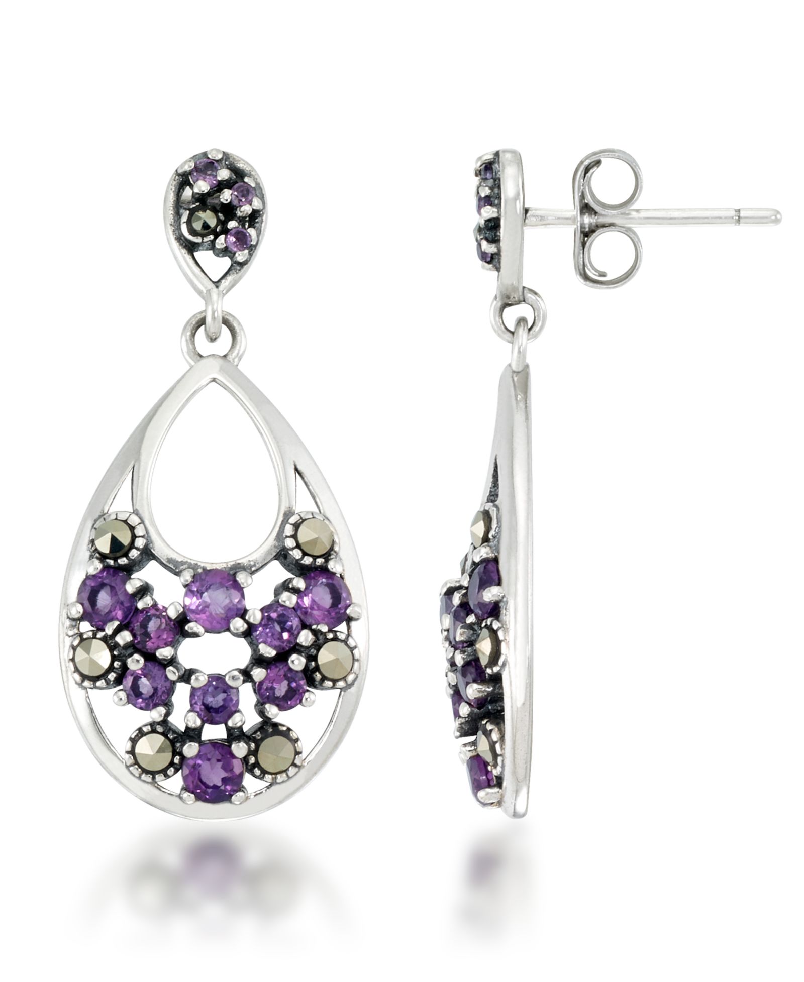 Серьги Pave Amethyst Teardrop Dangle