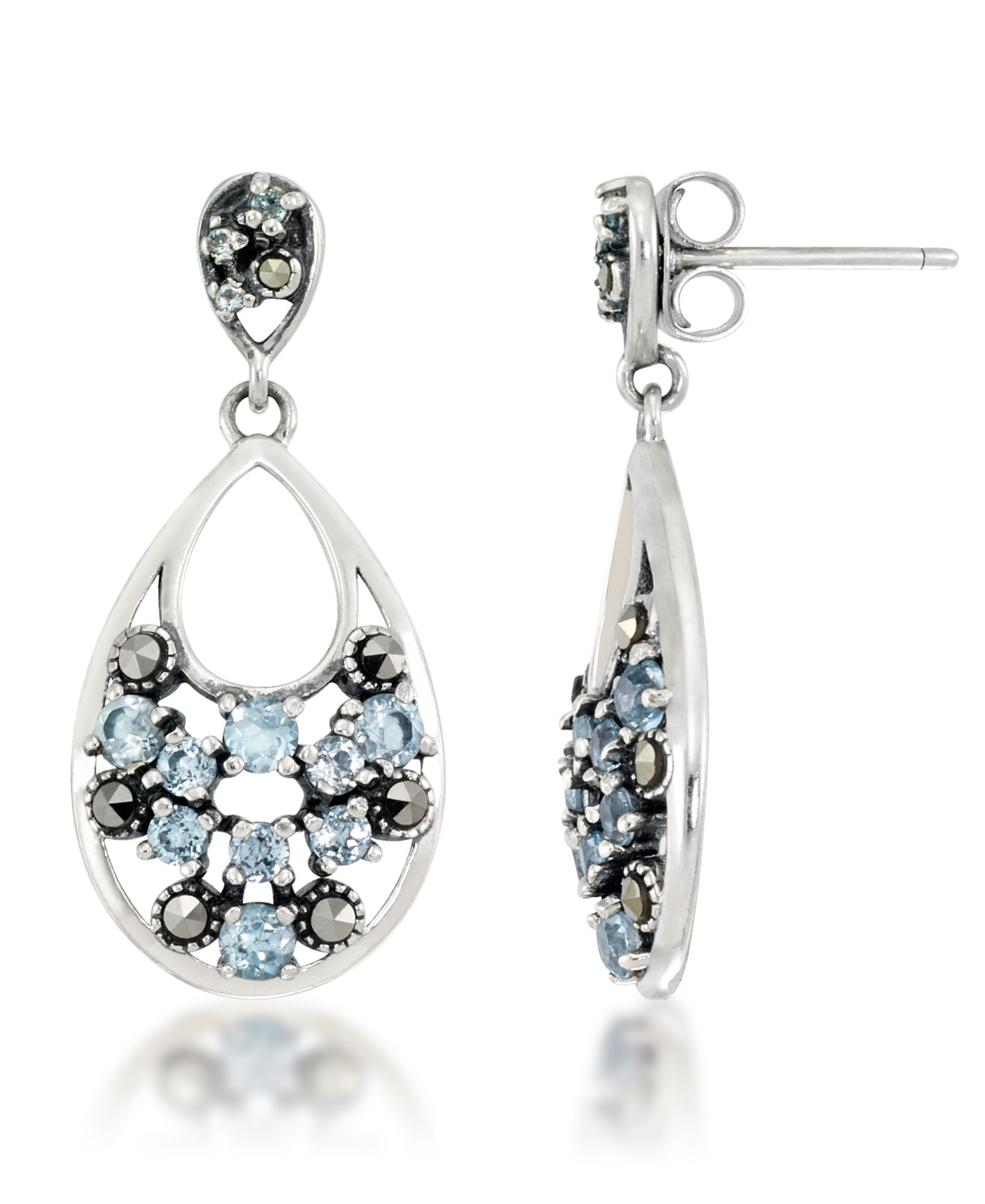 Серьги-подвески Pave Blue Topaz Teardrop