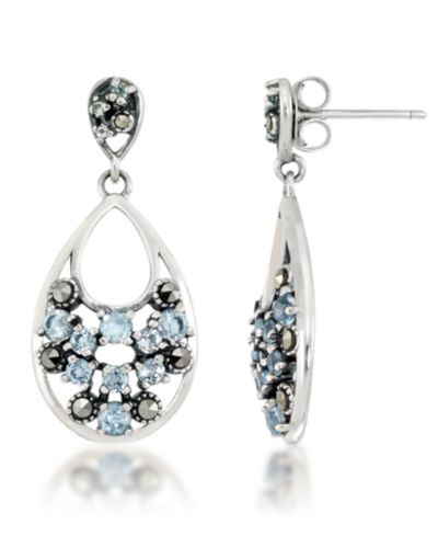 Серьги-подвески Pave Blue Topaz Teardrop