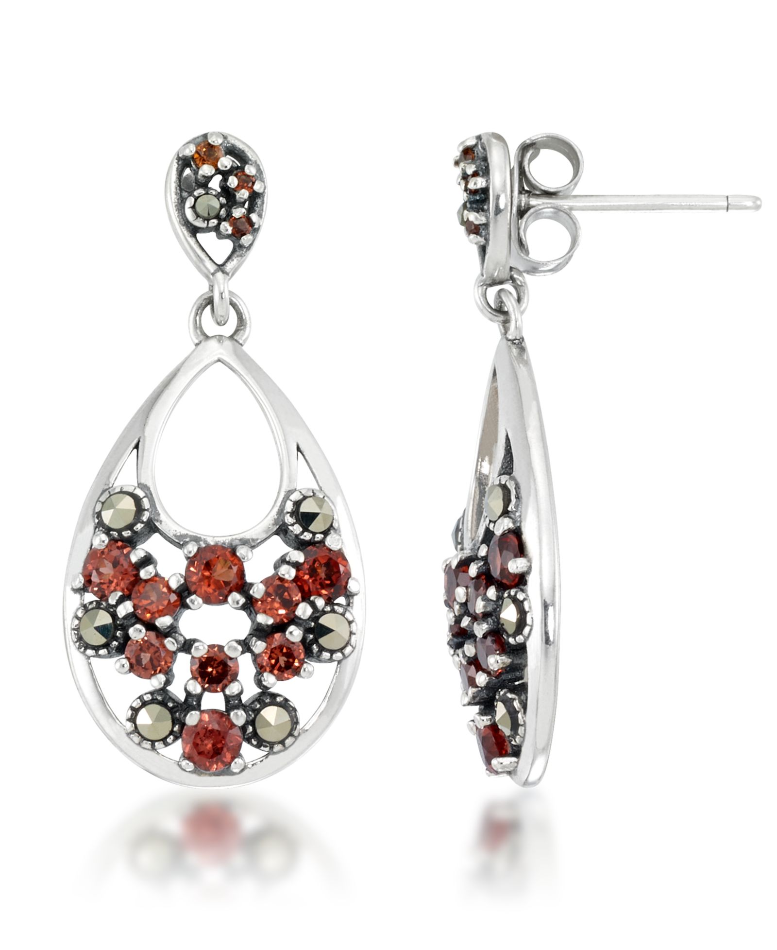 Серьги-подвески Pave Garnet Teardrop