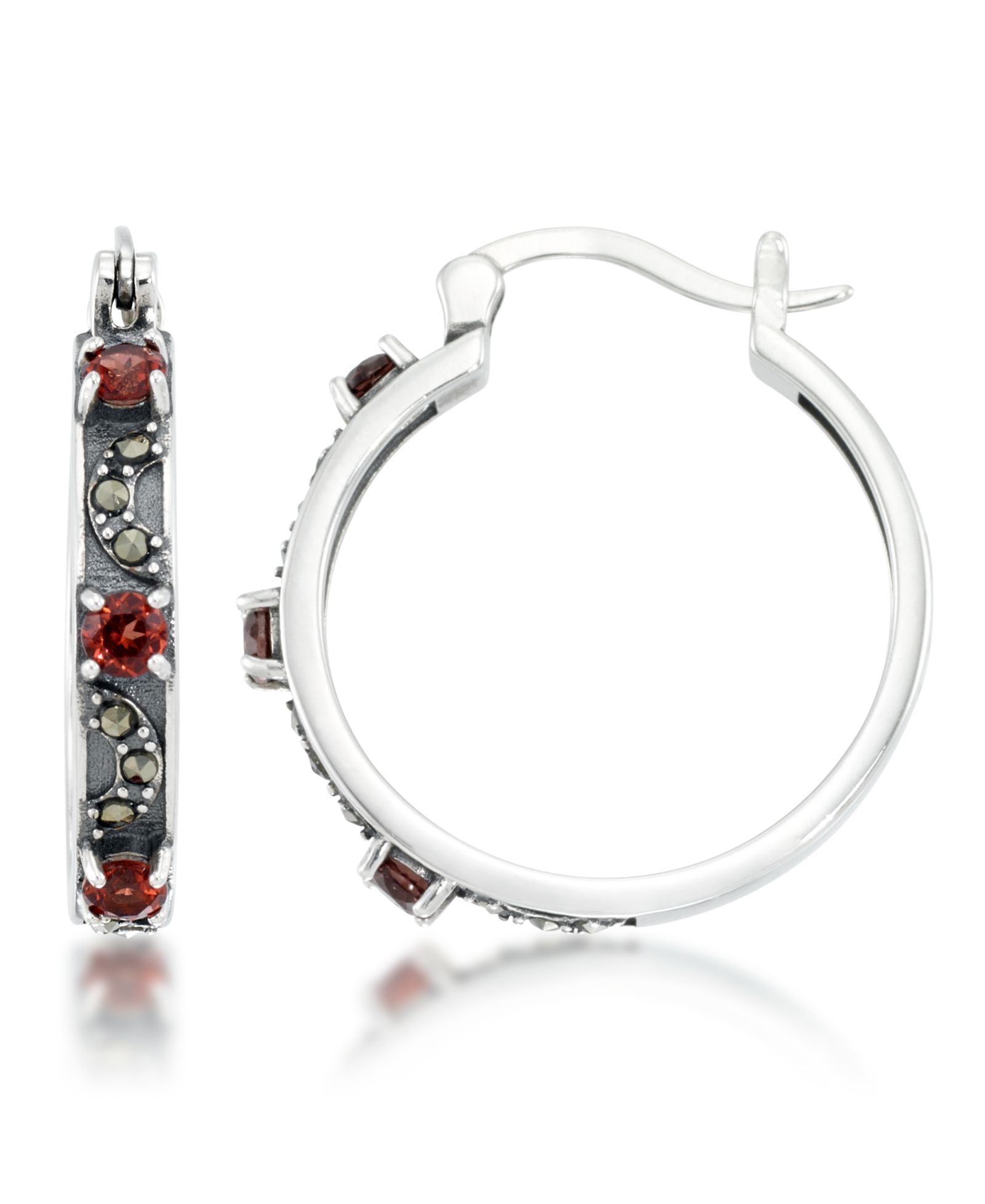 Серьги-кольца Garnet Round Hoops