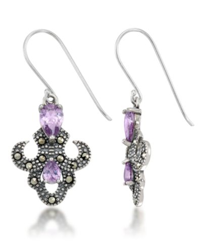 Серьги-подвески Amethyst Fleur De Lis