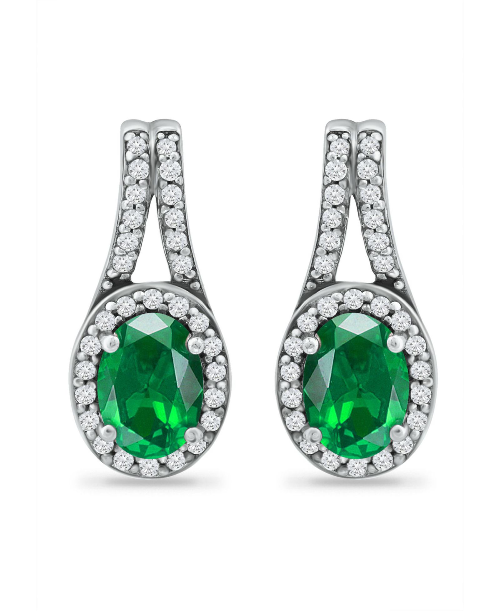 Серьги Giani Bernini Green Quartz and Cubic Zirconia Halo
