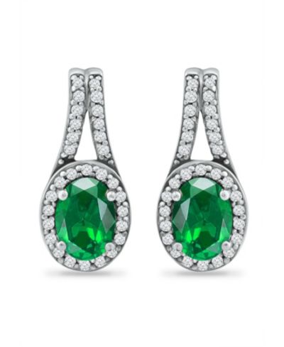 Серьги Giani Bernini Green Quartz and Cubic Zirconia Halo