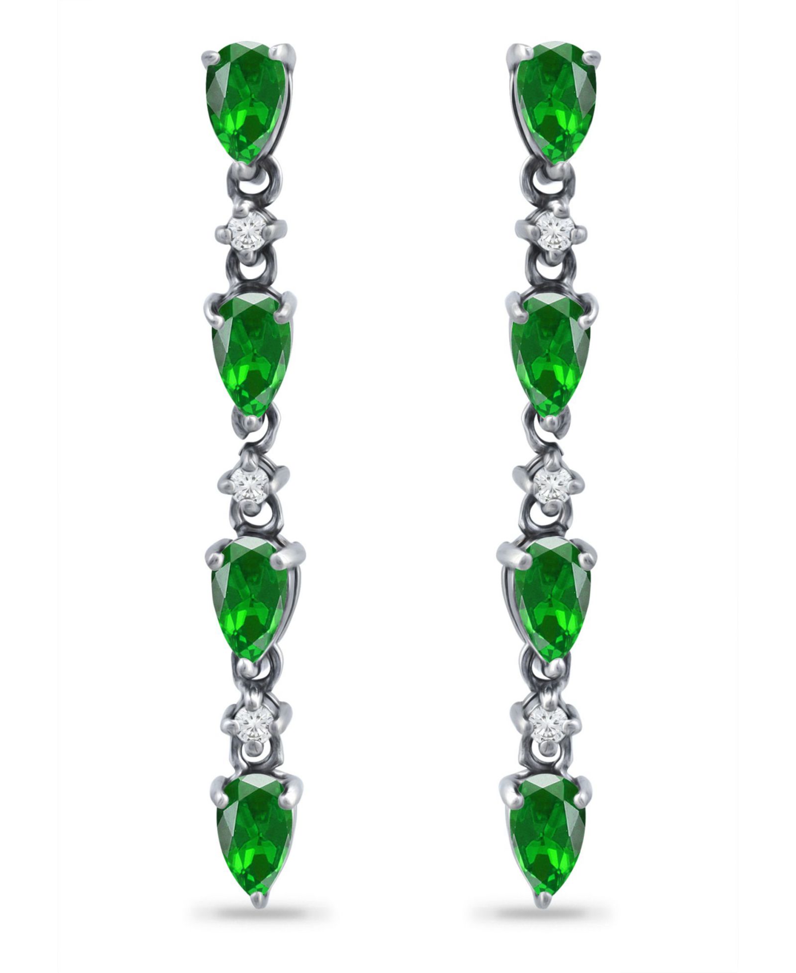 Giani Bernini Created Green Quartz and Cubic Zirconia Linear Drop Earrings