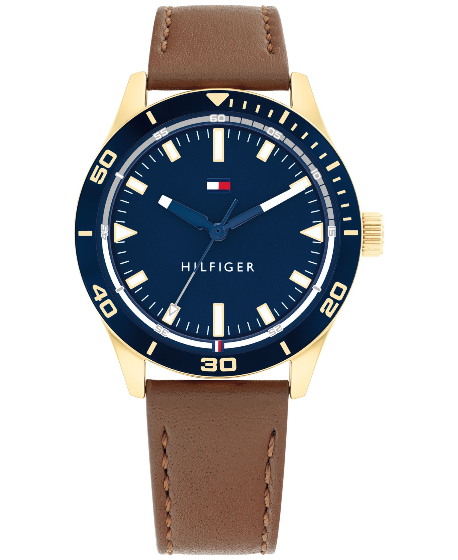 Мужские часы Tommy Hilfiger Quartz Brown Leather Strap 44mm