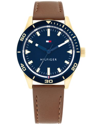 Мужские часы Tommy Hilfiger Quartz Brown Leather Strap 44mm