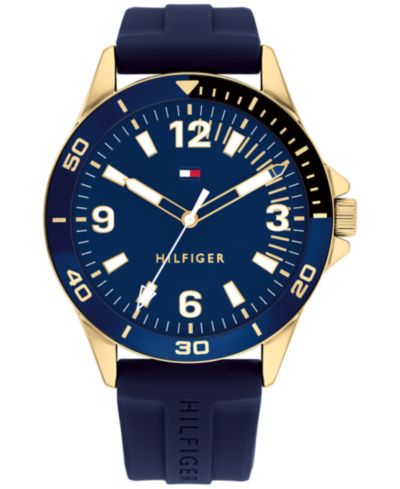 TOMMY HILFIGER Мужские часы на силиконовом ремешке Blue 44mm