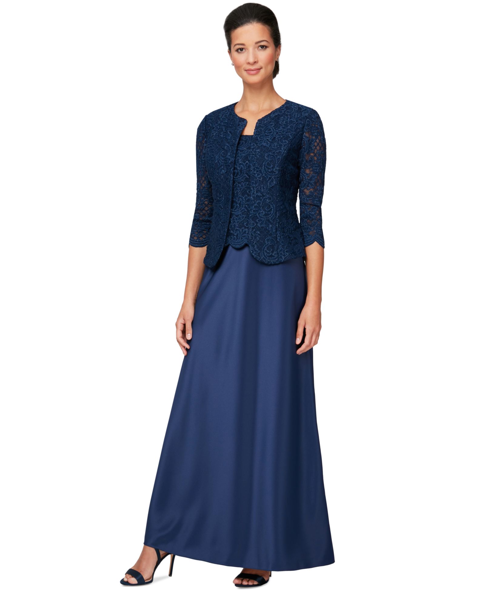 Женское кружевное платье Alex Evenings Lace Jacket & Lace-Top Gown